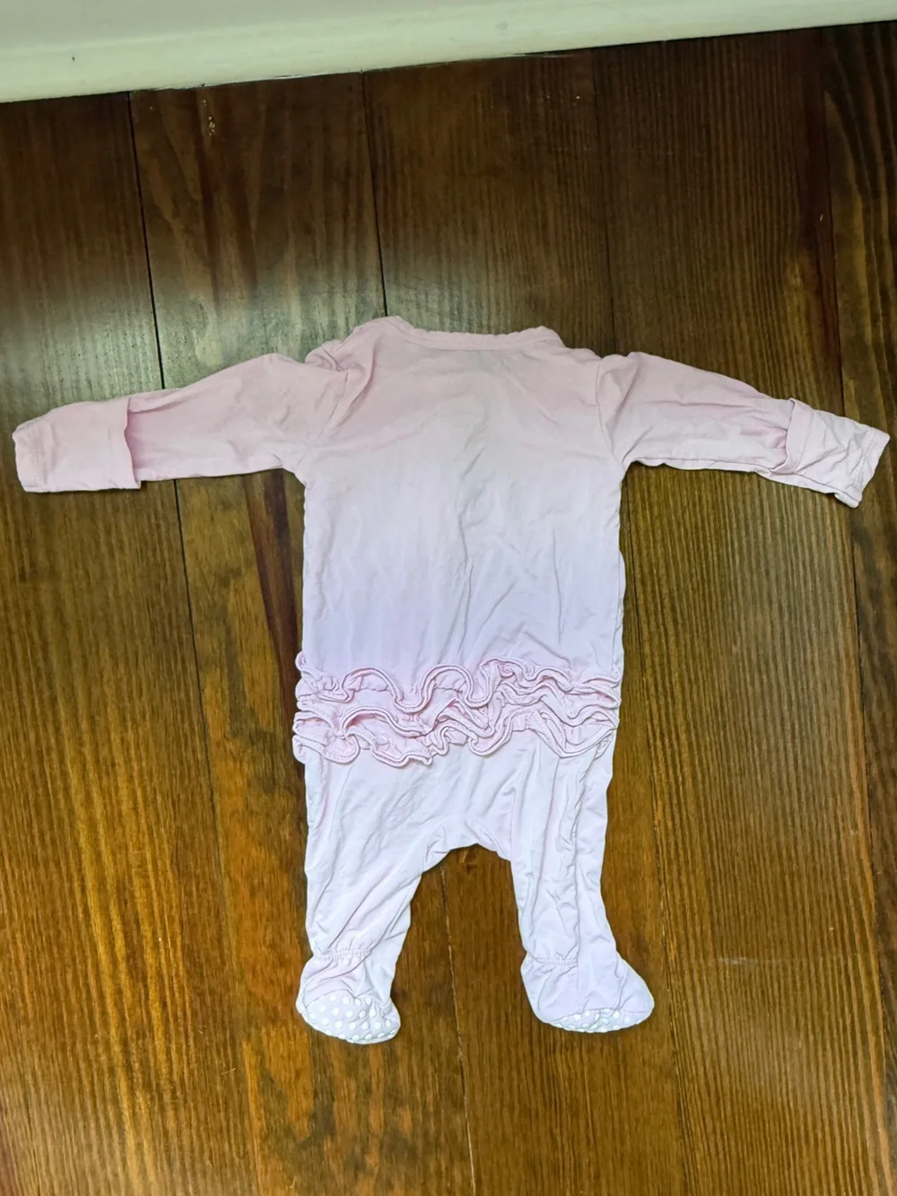 Angel Dear Pink ruffle Zip-Front footie pajamas